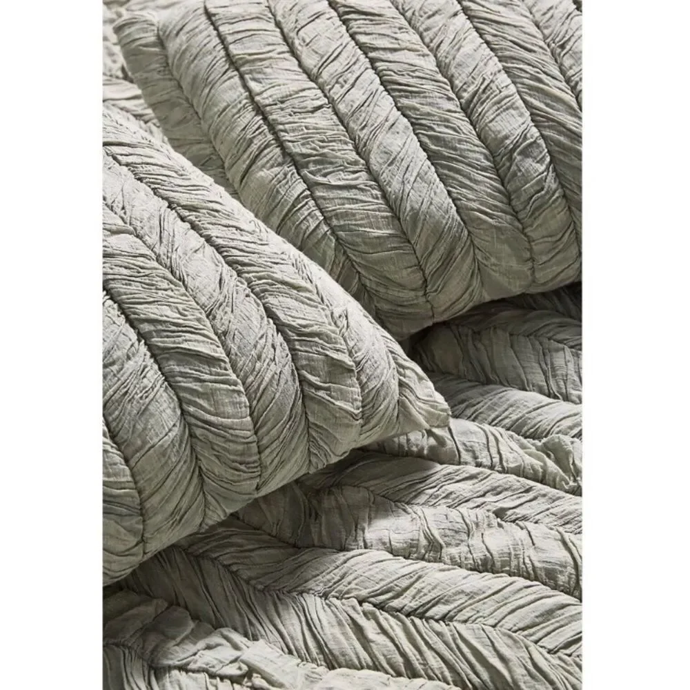 Anthropologie Voile Vienna Ruched Quit in Fog Grey in Twin size